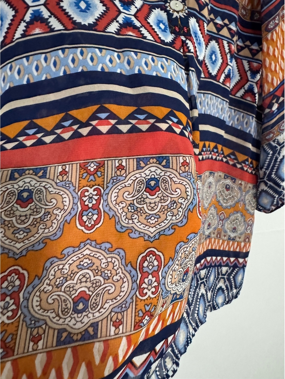 Figueroa & Flower Bohemian Patterned Blouse Size Large - Picture 6 of 9